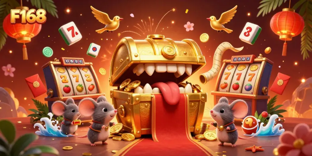 Engage with F168's vibrant gaming ecosystem, featuring dynamic slots and a treasure chest