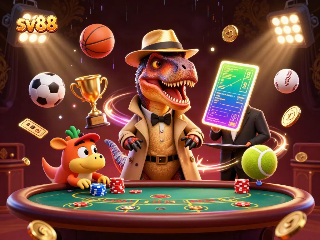 Experience thrilling action at a blackjack table with sv88 as velociraptor card counters and a pit boss watch closely.